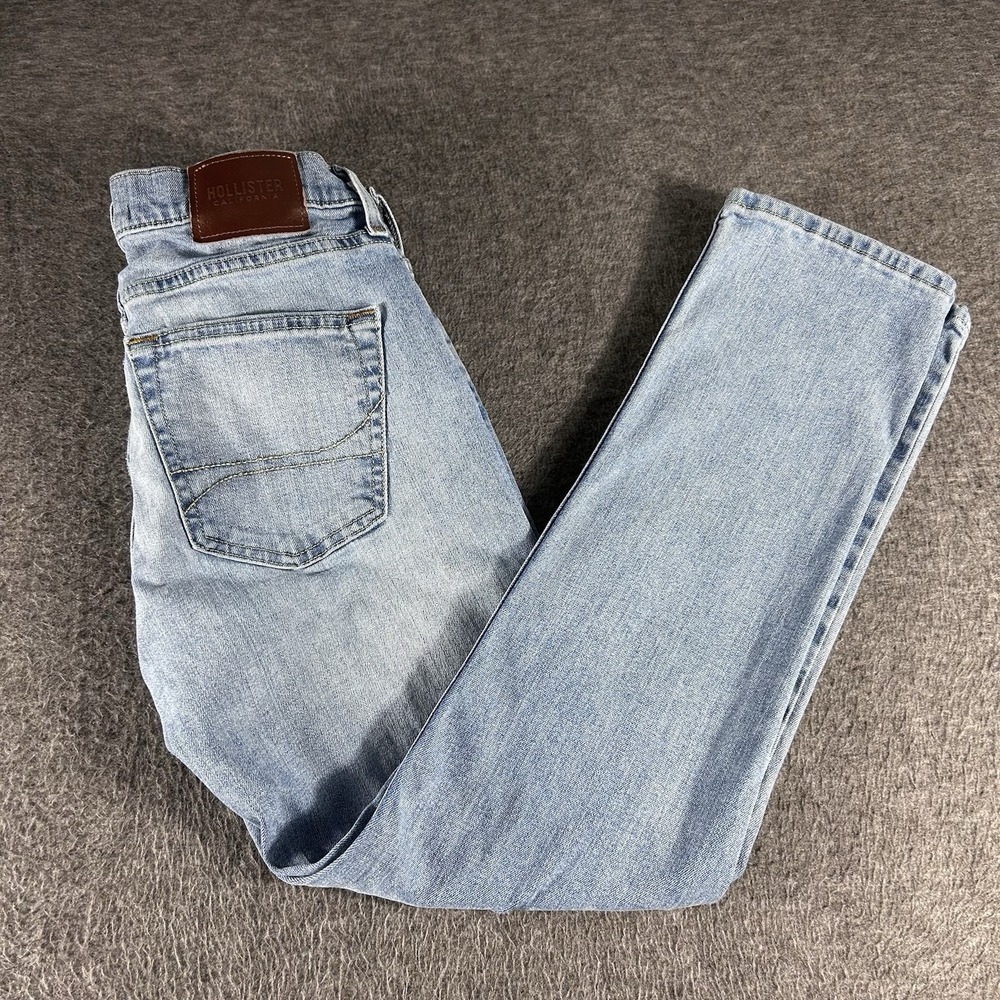 Hollister Slim Straight Jeans 28x30 Light Wash Blue Epic Flex Denim Jeans Preppy